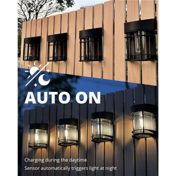 Solar Fence Lights Outdoor 8 Pack Deck Lights Solar Powered with LED Bulbs - Picture 3 of 7